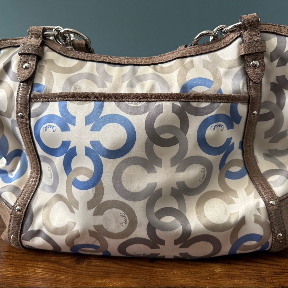 COACH ALEXANDRA CHAIN LINK CLOVER SIGNATURE C MULTICOLOR SHOULDER BAG